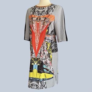 Clover Canyon Maximalist Dress S Tea Garden Party Regency Busy Print Bold Colors